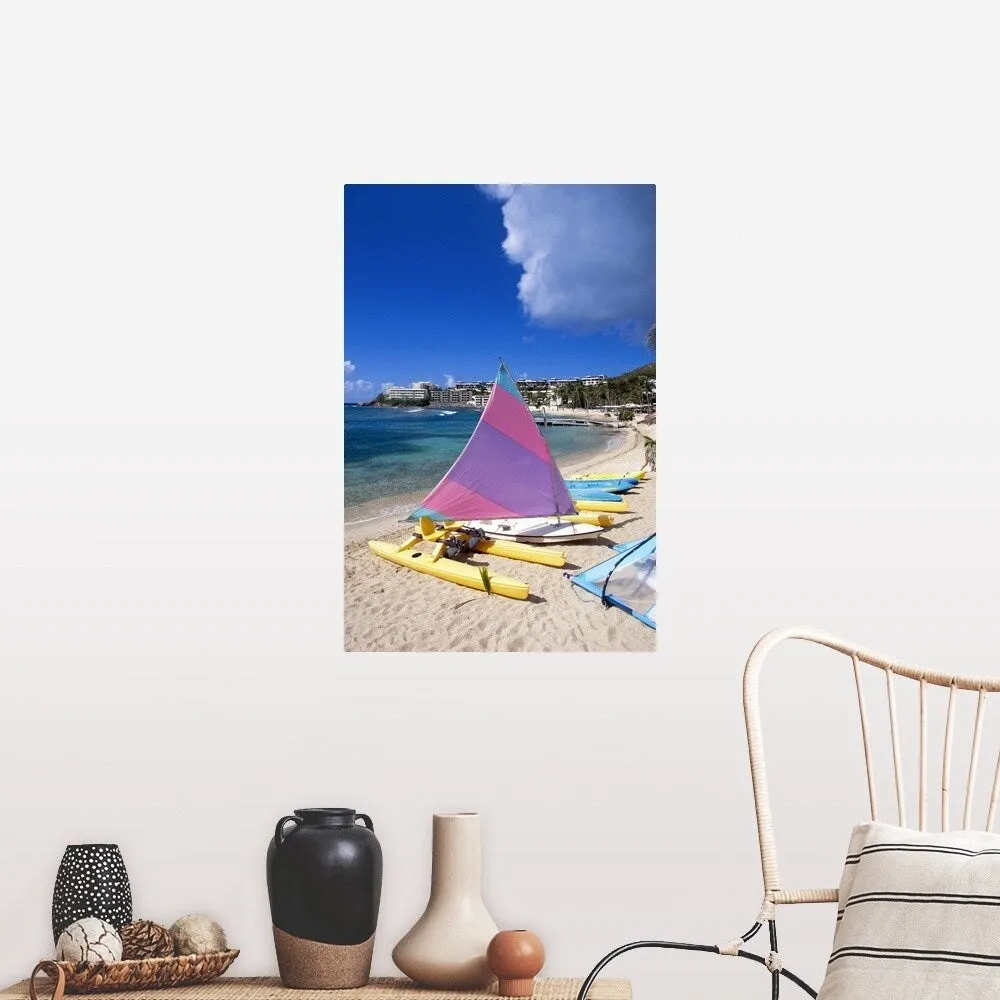 "Boats on beach" Poster Print - Multi