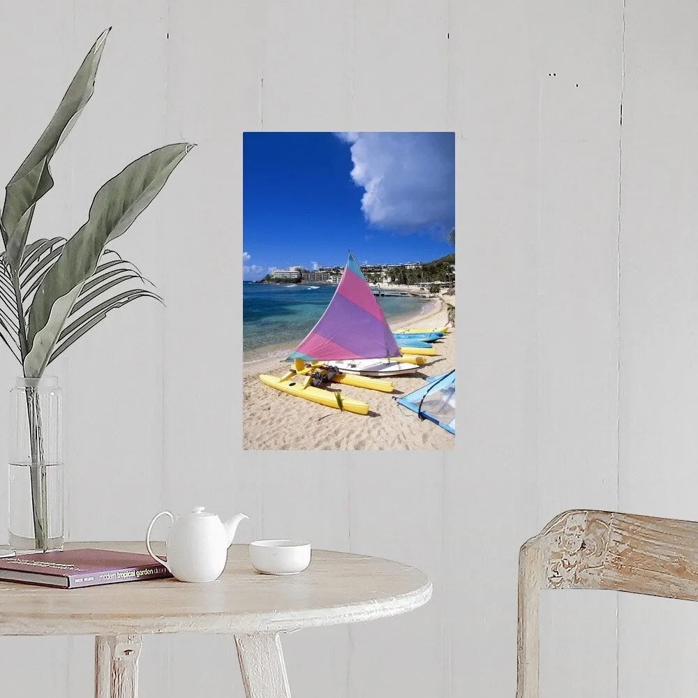"Boats on beach" Poster Print - Multi