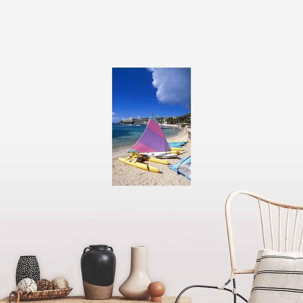 "Boats on beach" Poster Print - Multi