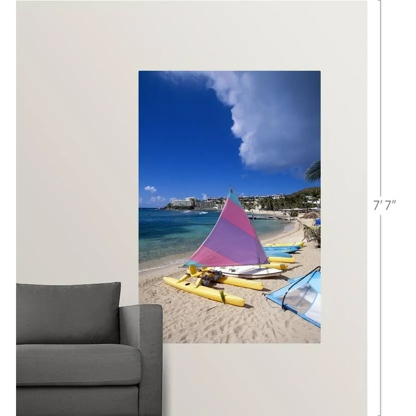 "Boats on beach" Poster Print - Multi