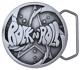 Rock and Roll Belt Buckle Pewter