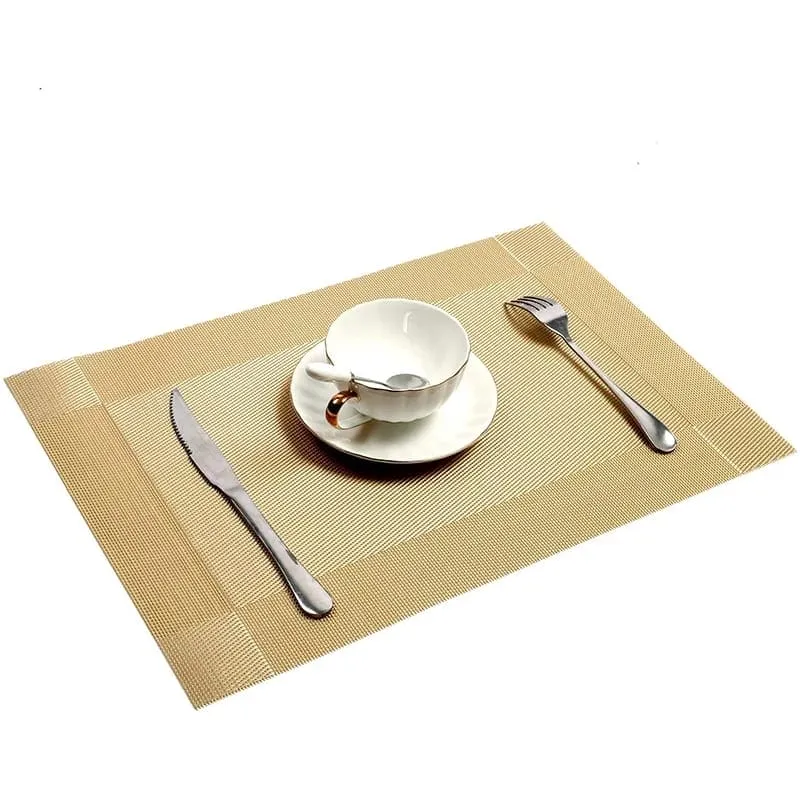 Set Of 6 Modern Elegant Double Shaded Non-Slip PVC Placemats, Washable PVC Dining Table Mats, Non-Slip Stain-Resistant Cloth For Kitchen Table, Anti-slip Hot Placemat Bowl Pad
