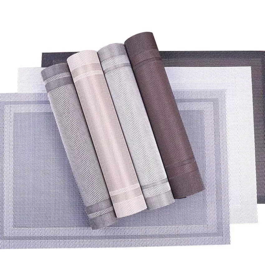 Set Of 6 Modern Elegant Double Shaded Non-Slip PVC Placemats, Washable PVC Dining Table Mats, Non-Slip Stain-Resistant Cloth For Kitchen Table, Anti-slip Hot Placemat Bowl Pad