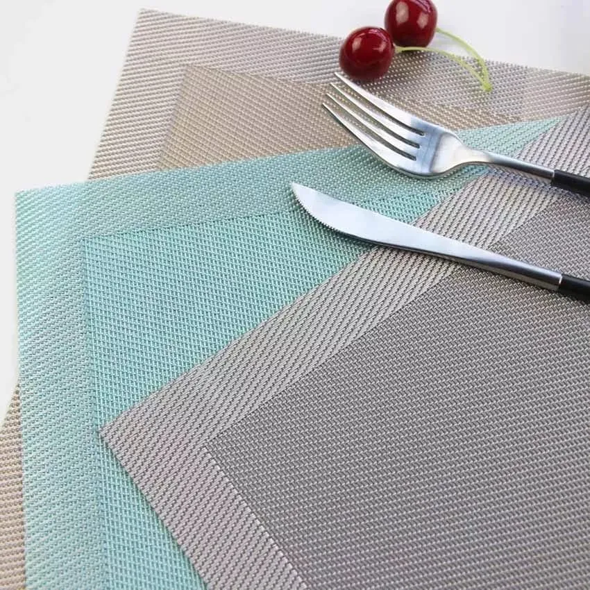Set Of 6 Modern Elegant Double Shaded Non-Slip PVC Placemats, Washable PVC Dining Table Mats, Non-Slip Stain-Resistant Cloth For Kitchen Table, Anti-slip Hot Placemat Bowl Pad