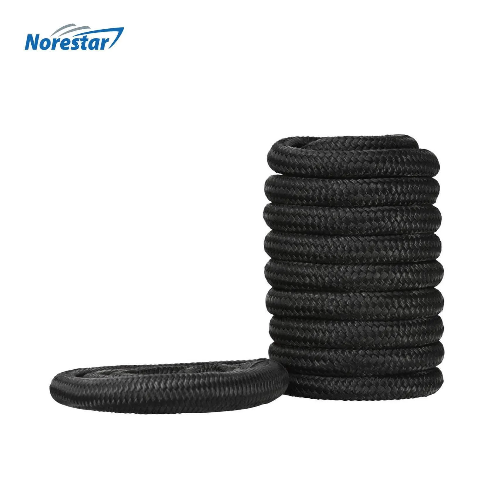 Set of Two Double-Braided Nylon Mooring and Docking Lines, Black