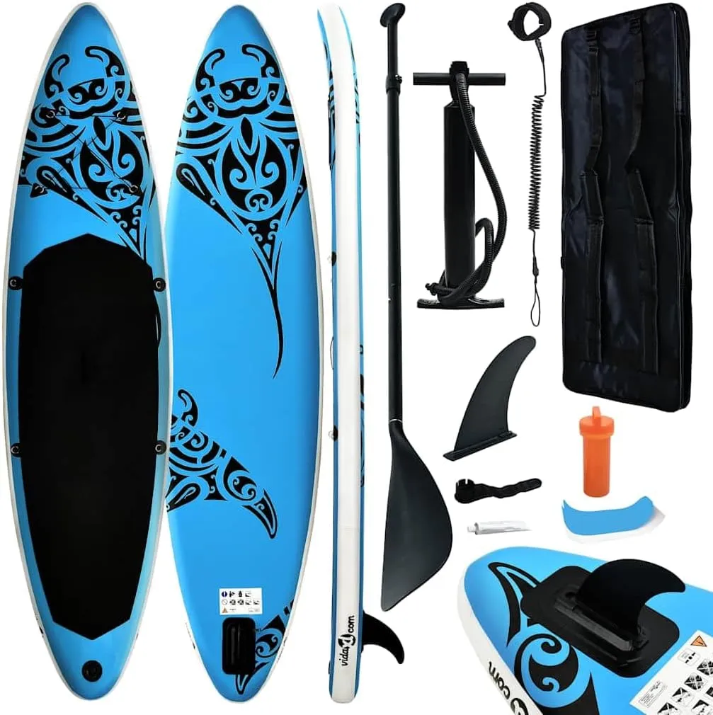 Stable and Durable Inflatable Stand Up Paddleboard Set, 120.1" x 29.9" x 5.9", Includes Oar, Pump, and Carrying Bag