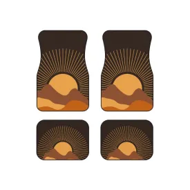 Sunset Floor Mats, Hippie Car Decor, 70s Car Floor Mat, Boho Mountains Car Mat Accessories, Cottagecore Car mat, Retro Vehicle Mats Set of 4