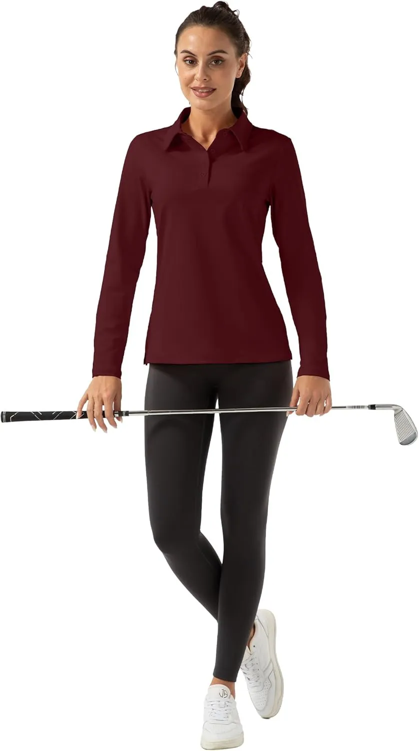 Women Long Sleeve Polo Shirt Golf Sport Top Athletic Sportswear Tennis Activewear