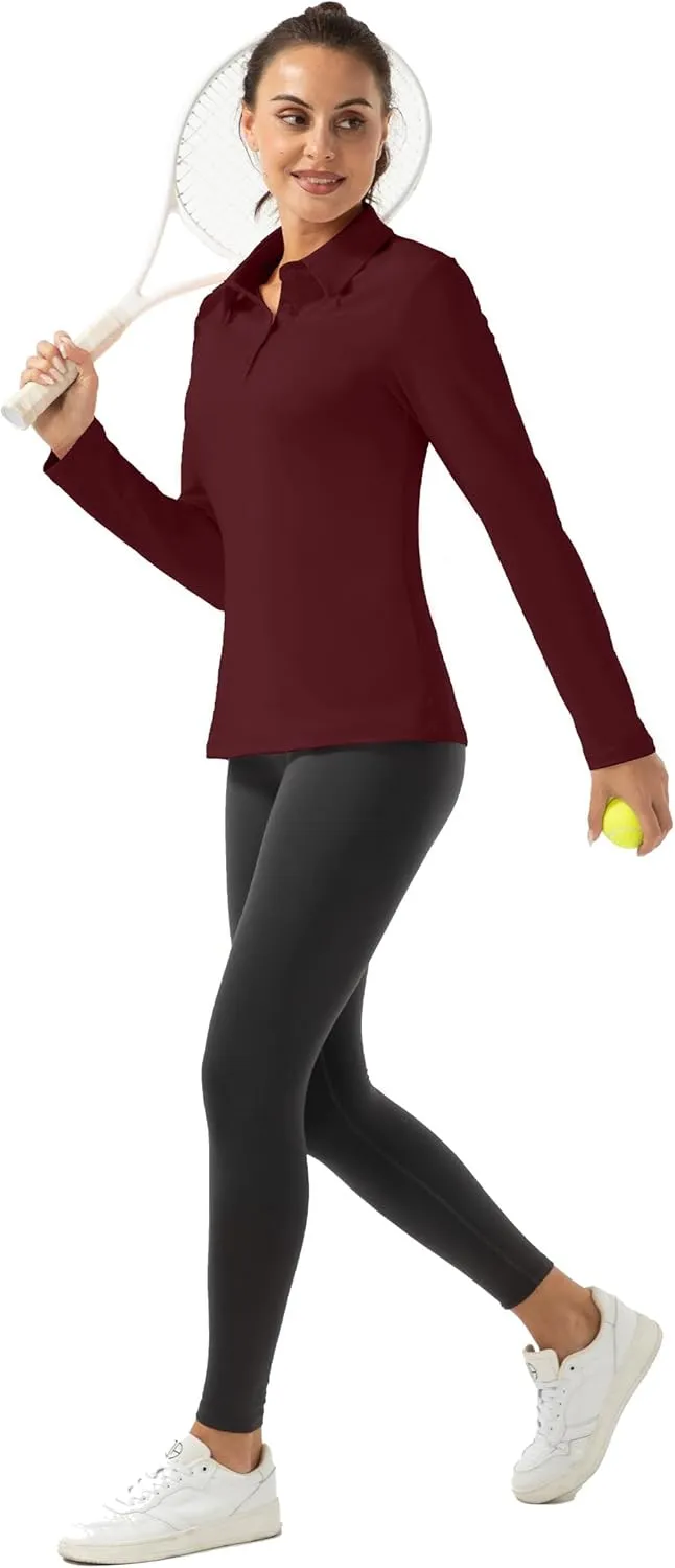 Women Long Sleeve Polo Shirt Golf Sport Top Athletic Sportswear Tennis Activewear