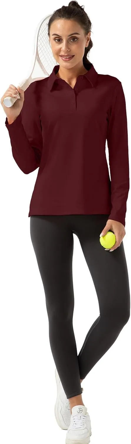 Women Long Sleeve Polo Shirt Golf Sport Top Athletic Sportswear Tennis Activewear