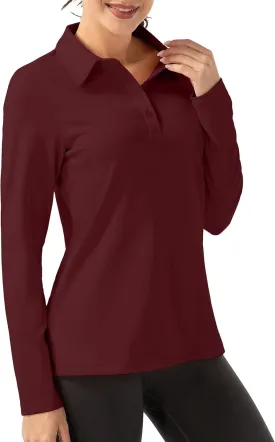 Women Long Sleeve Polo Shirt Golf Sport Top Athletic Sportswear Tennis Activewear